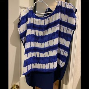 Blue and white blouse